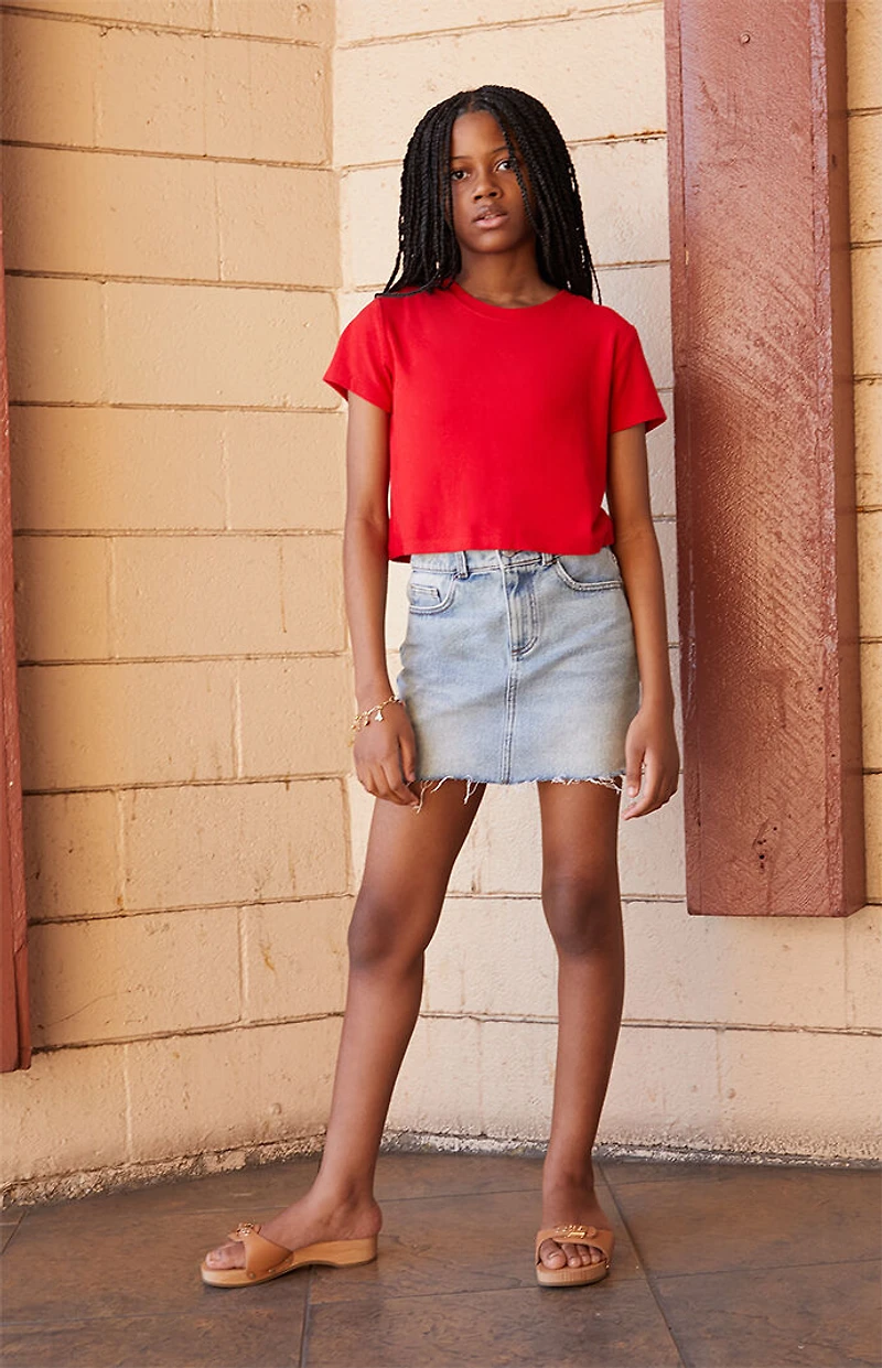 Pacsun Kids Red Ribbed Skimmer T-Shirt