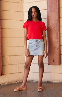Pacsun Kids Red Ribbed Skimmer T-Shirt