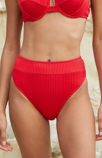 Cupshe Red High Waisted Banded Bikini Bottom