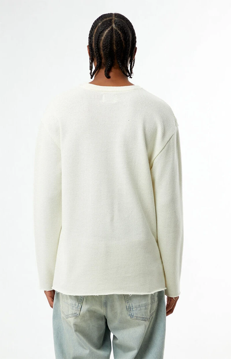 Pacsun Cream Basic Waffle Knit Long Sleeve Shirt