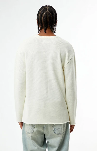 Pacsun Cream Basic Waffle Knit Long Sleeve Shirt