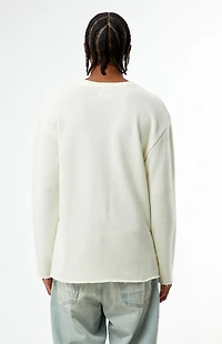 Pacsun Cream Basic Waffle Knit Long Sleeve Shirt