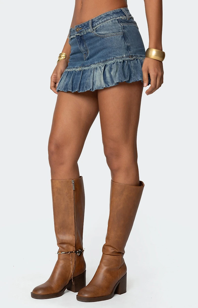 Edikted Bubble Hem Denim Mini Skirt