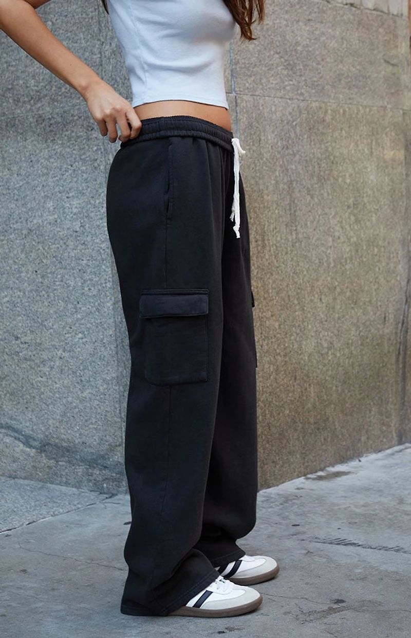 John Galt Black Anastasia Cargo Sweatpants