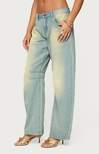 Edikted Cayden Low Rise Washed Barrel Jeans