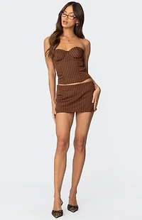 Edikted Jennifer Lace Up Pinstripe Corset