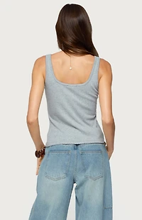 Edikted Gwenne Pointelle Button Up Tank Top