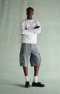 RARE DNM EDIT Jacquard Extreme Baggy Cargo Denim Shorts