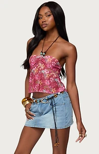 Edikted Solana Floral Cut Out Halter Top