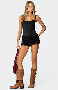 Edikted Lacey Ruffled Romper