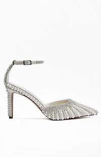 AZALEA WANG Women's Davina Ivory Pearl Stiletto Pumps