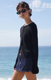 John Galt Black Zoe Cable Knit Cardigan