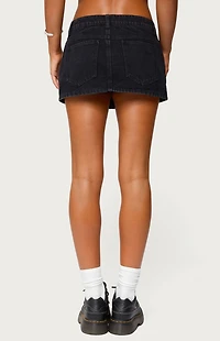 Edikted Ziggie Tie Front Denim Mini Skort