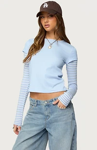 Edikted Stripey Layered Long Sleeve T-Shirt