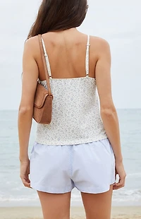 John Galt White & Blue Floral Tiffany Tank Top