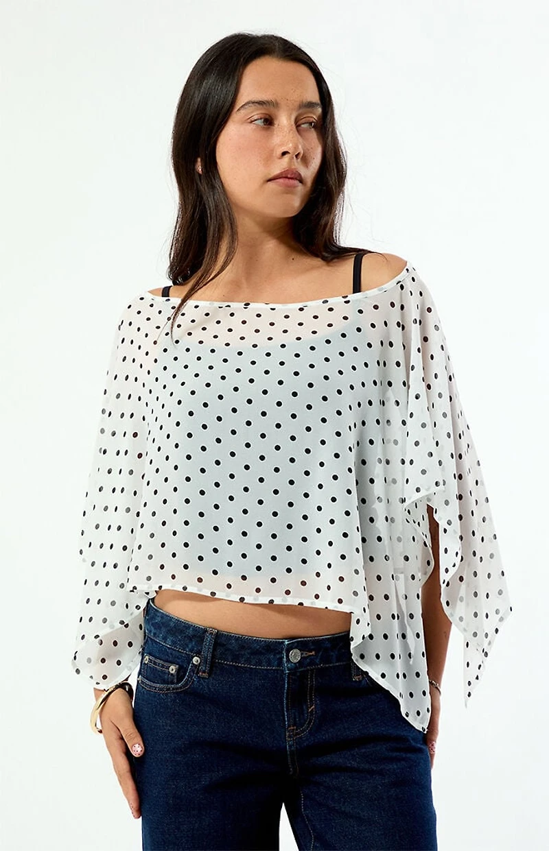 Beverly and Beck Coco Polka Dot Chiffon Poncho