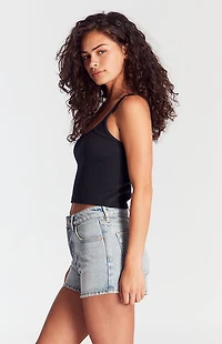 Pacsun Light Indigo Button Fly High Waisted Denim Festival Shorts