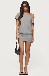 Edikted Striped Off Shoulder Cutout Mini Dress