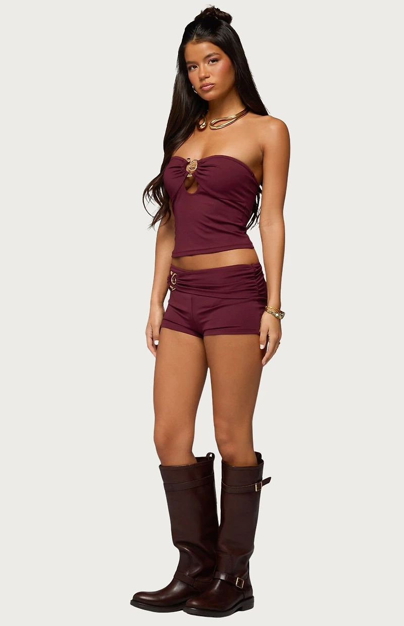 Edikted Rusana Swirl Cutout Strapless Top