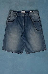 Pacsun Austin Extreme Baggy Denim Shorts Chain Medium Blue