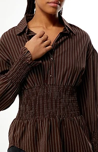 Daisy Street Dash Striped Long Sleeve Shirt