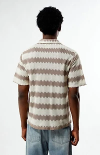 Pacsun Brown & Cream Textured Oversized Resort Camp Shirt