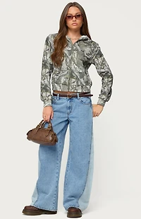 Edikted Genna Contrast Panel Low Rise Jeans