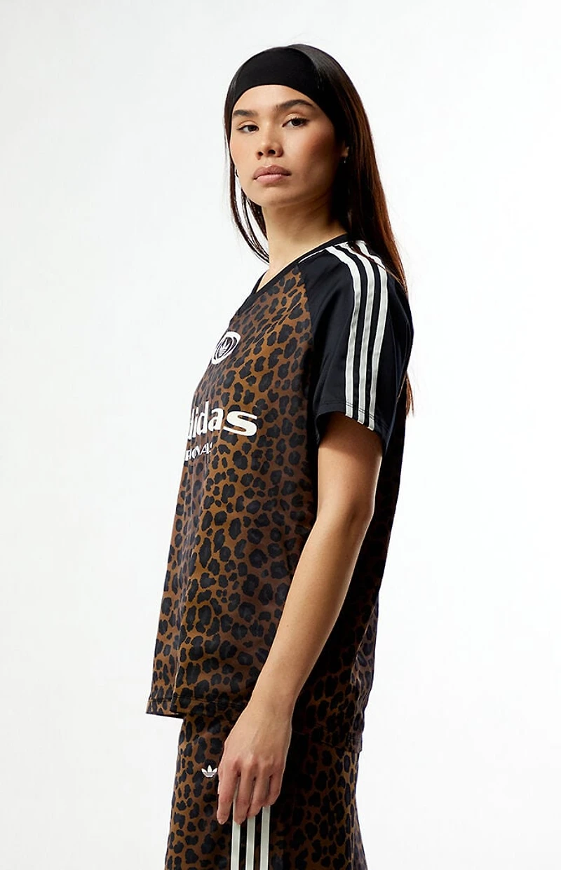 adidas Leopard Satin Short Sleeve Jersey
