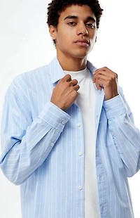 Pacsun Blue Striped Oxford Button Down Long Sleeve Shirt