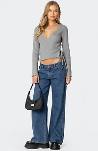 Edikted Paden Ribbed Knit Wrap Top