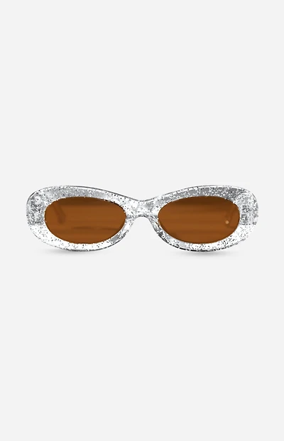 INDY Sunglasses SoHo Glitter Oval Sunglasses