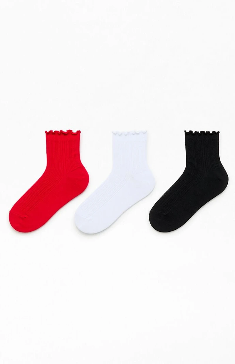 adidas 3 Pack Ruffle Quarter Length Socks
