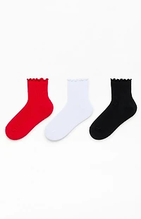 adidas 3 Pack Ruffle Quarter Length Socks