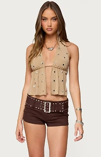 Edikted Studded Backless Split Front Top