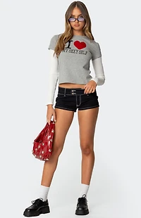 Edikted I Heart Me Layered Long Sleeve T-Shirt