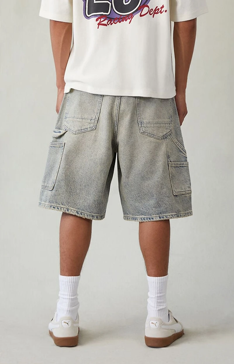 Pacsun Light Blue Tint Baggy Denim Carpenter Shorts
