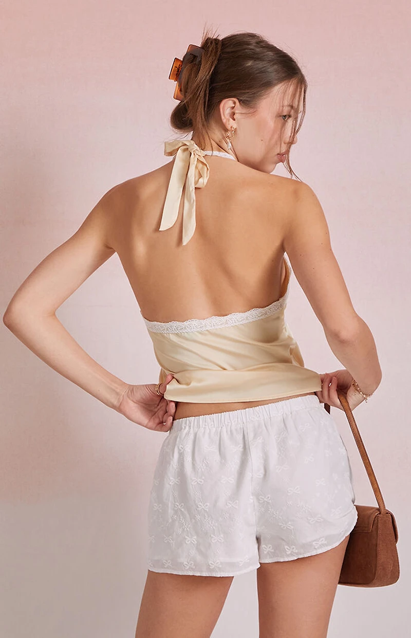 Beverly and Beck Bow Embroidered Shorts