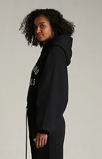 Fear of God ESSENTIALS Women's Black Fleece Cropped Hoodie