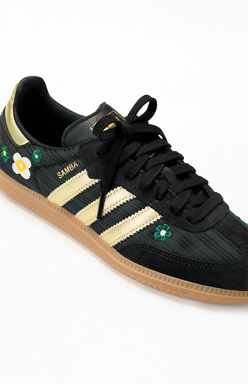 adidas Women's Black & Gold Floral Samba OG Sneakers