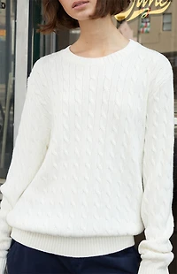 John Galt White Cable Knit Sweater