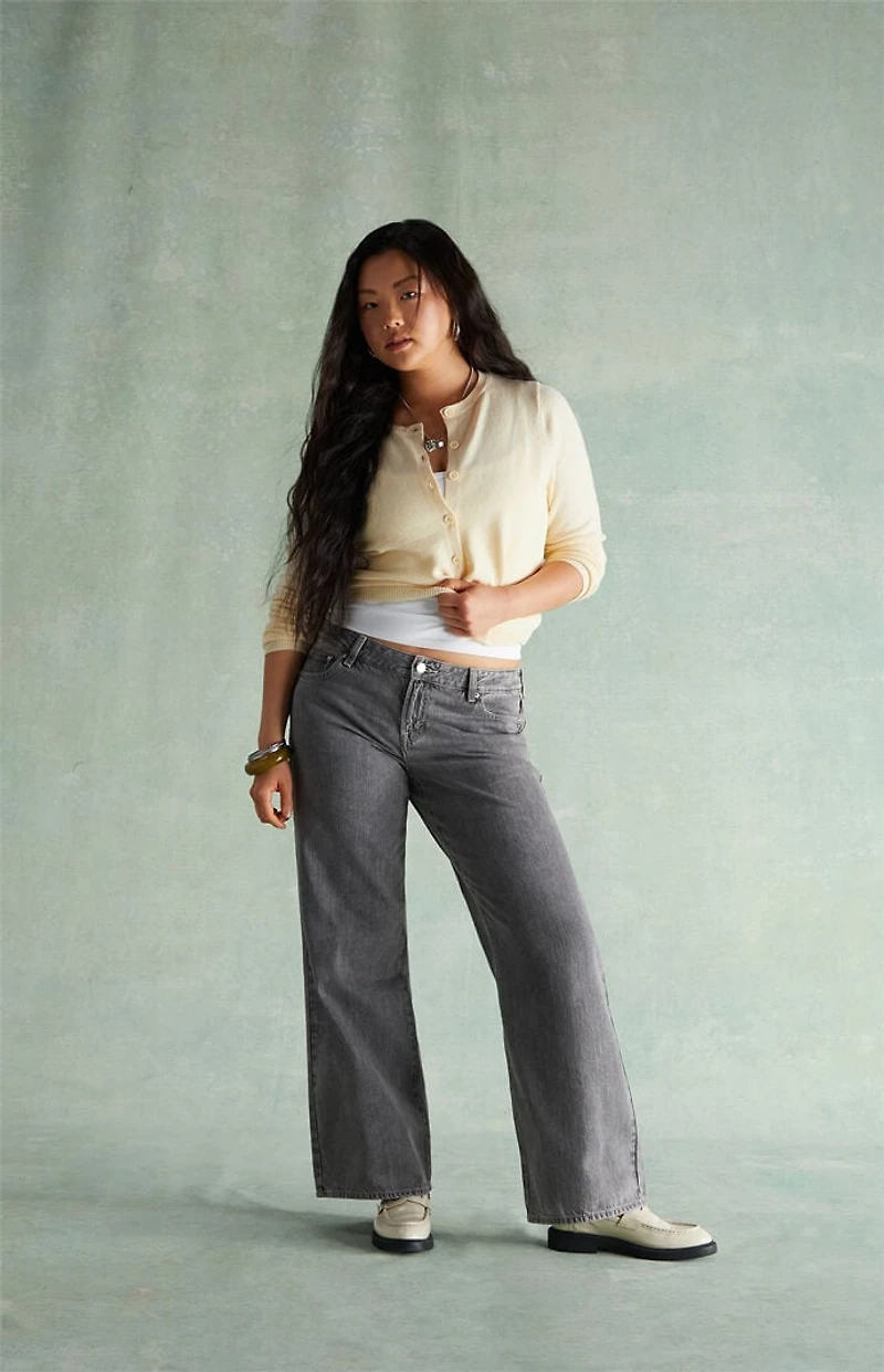 RARE DNM EDIT Washed Black Rhinestone Low Rise Girlfriend Jeans