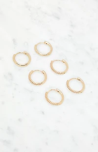 LA Hearts 3 Pack Dainty Rhinestone Hoop Earrings