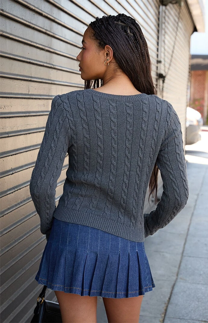 John Galt Gray Cable Knit Cardigan