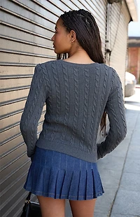 John Galt Gray Cable Knit Cardigan
