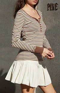 John Galt Brown Striped Zelly Long Sleeve Top