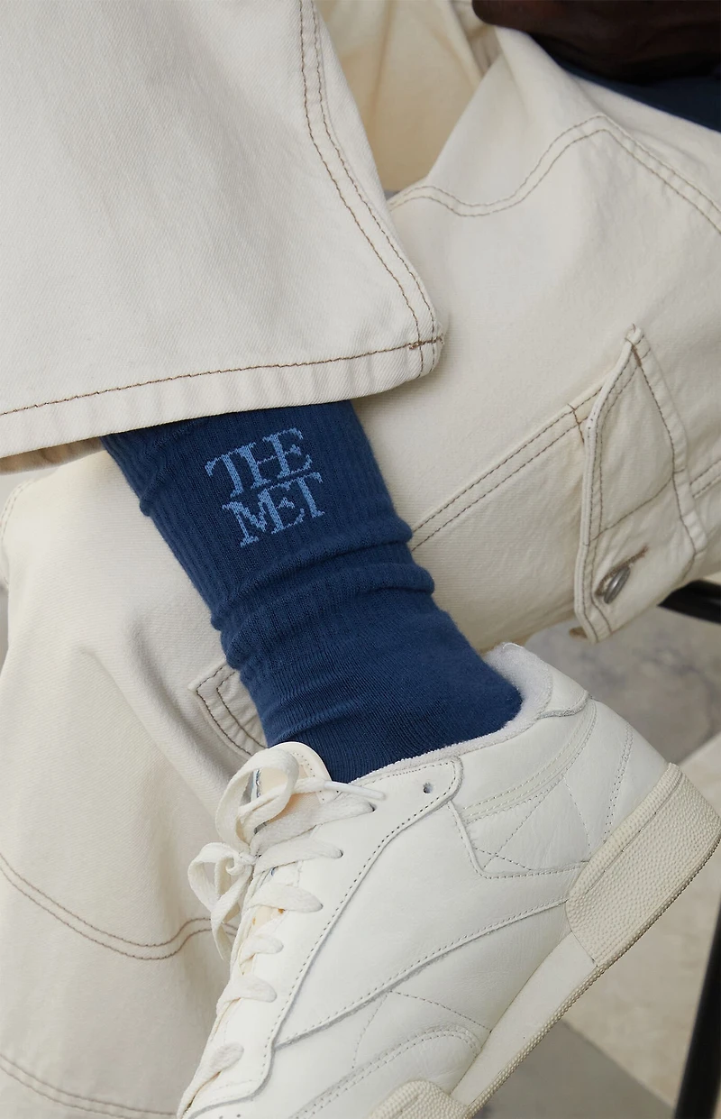 The Met x Pacsun Navy Logo Crew Socks