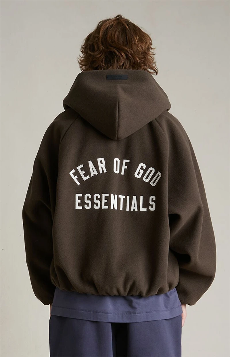 Fear of God ESSENTIALS Brown Brushed Yarn Hooded Bomber Jacket