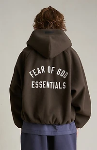 Fear of God ESSENTIALS Brown Brushed Yarn Hooded Bomber Jacket