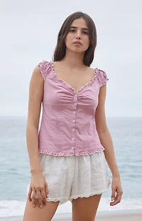 John Galt Red Gingham Elena Top