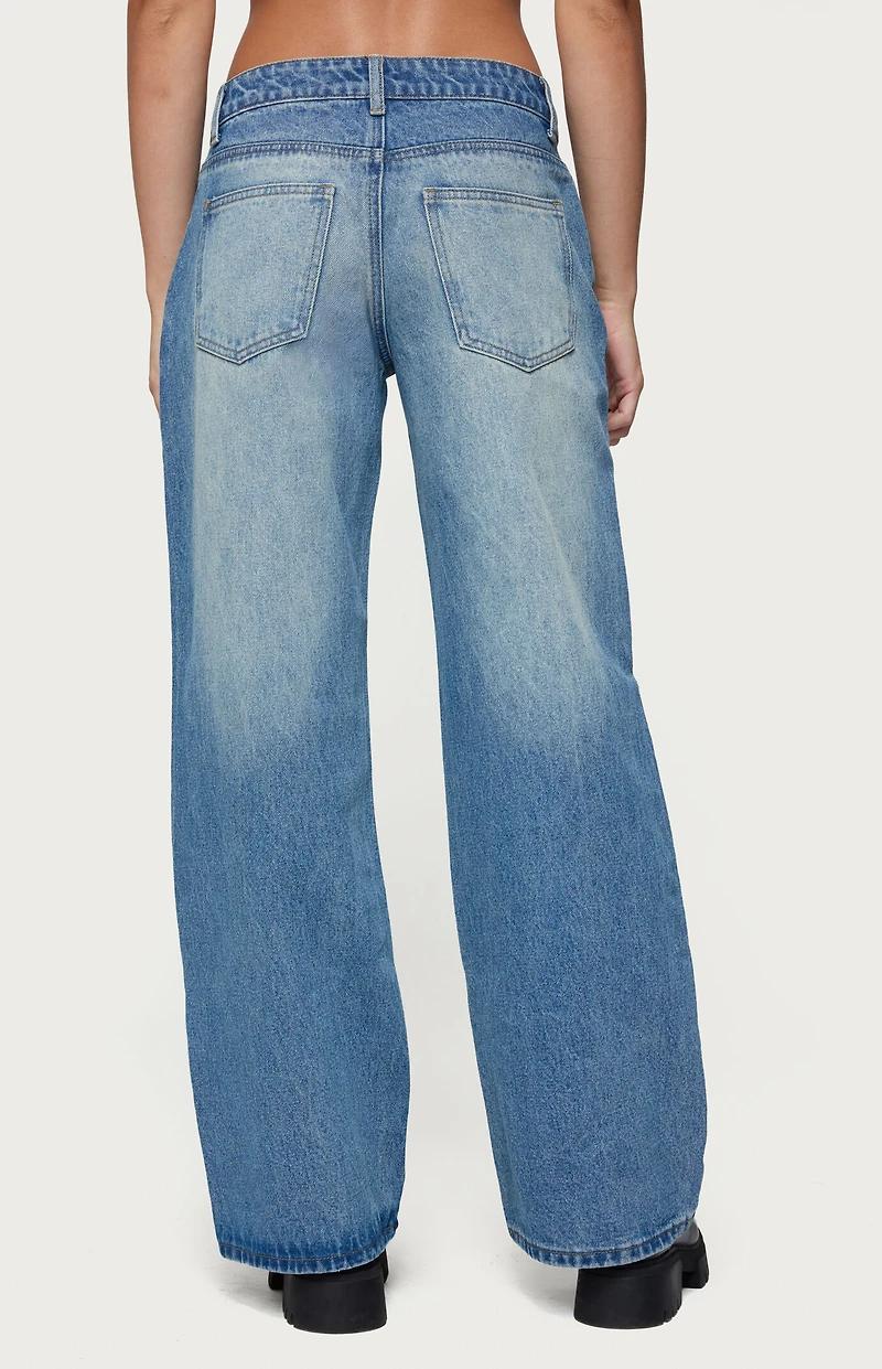 Edikted Magda Low Rise Acid Wash Jeans